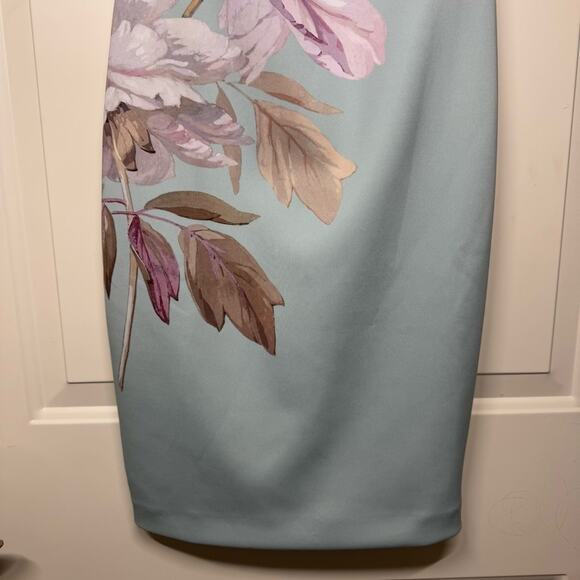 TED BAKER BODYCON FLORAL DRESS SLEEVELESS DROP SLEEVES WOMEN’S SIZE 0 (US 2) - Picture 3 of 8